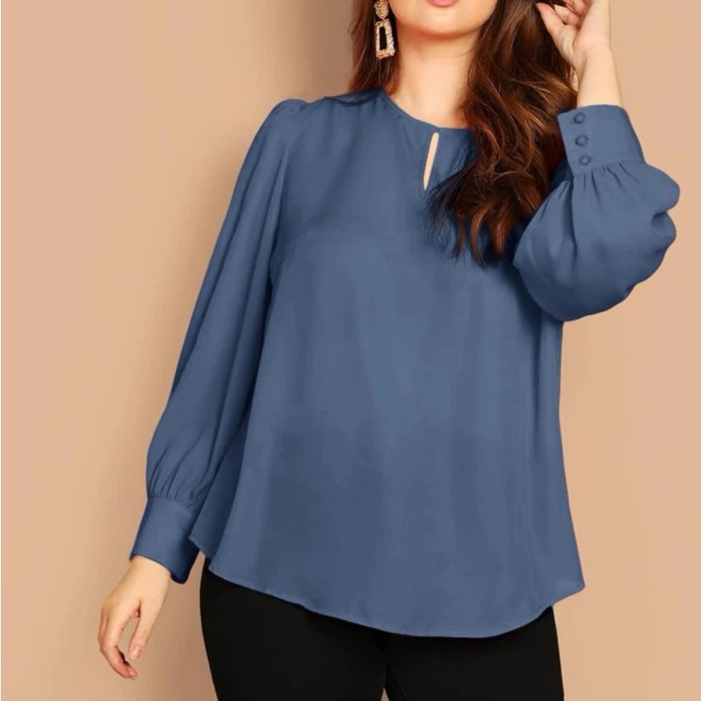 Plus size dusty blue blouse